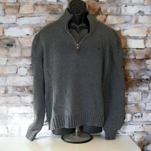 Polo by Ralph Lauren 1/4 Zip Pullover Sweater, Solid Gray, Large L (P112823-4)